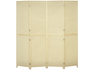 Paravent d'intérieur pliable à 4 panneaux en bambou et rotin, 180x1,6x180 cm