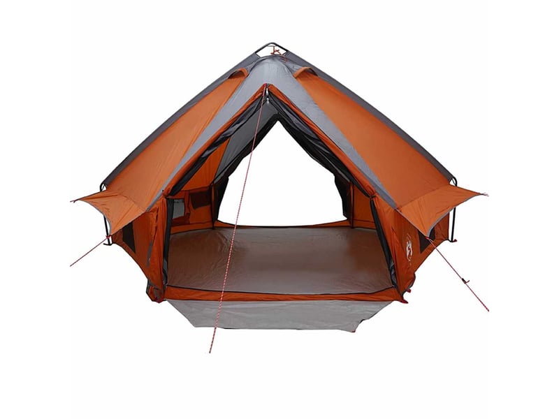 Tente de camping, tente teepee pour 8 personnes gris et orange - Conforama E
