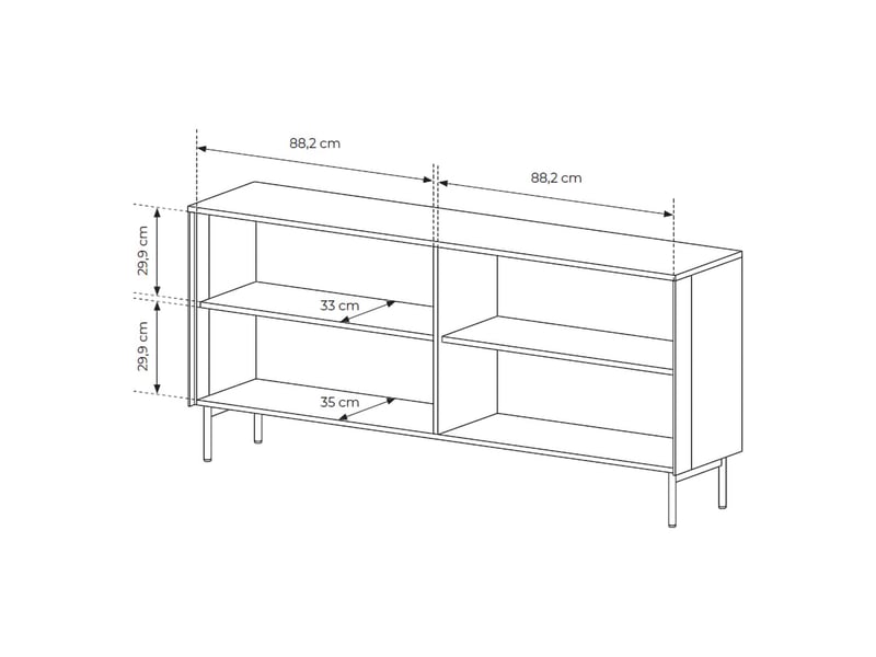  Buffet hapa, armoire 2 étagères, 181x39x83h cm noyer marron Hapa - Conforama C