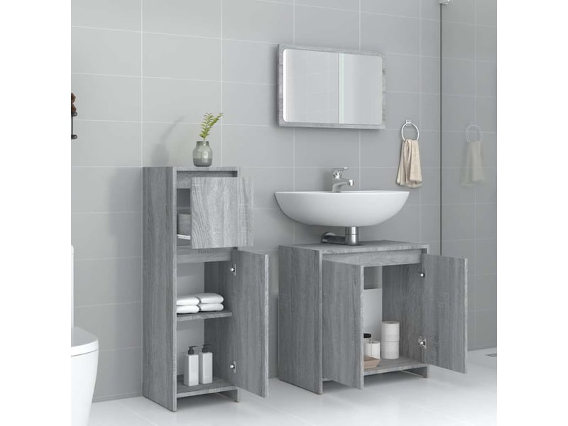  Ensemble de meubles de salle de bain 3 pcs sonoma gris cf63806  - Conforama C