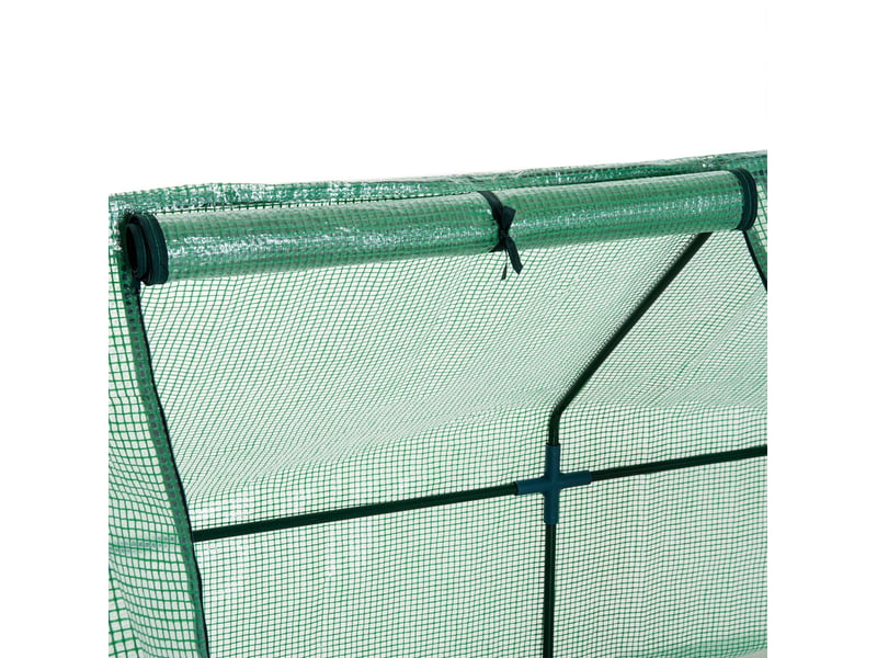  Serre de jardin 270x90x90 cm – verte – film pe anti-uv 140 gm², structure acier et fenêtres zippées  - Conforama D