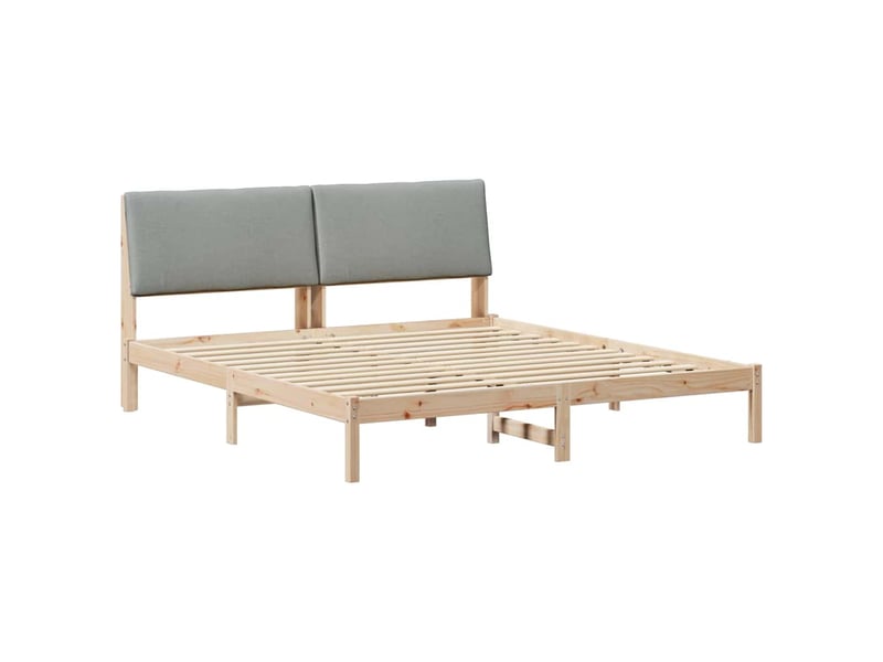  Lit double- lit adulte -  cadre de lit avec tête de lit marron et gris clair 200 x 200 cm  - Conforama A