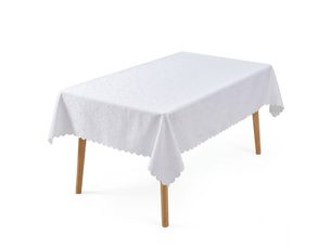 Nappe de table - 140x240 cm - nappe imperméable effet lotus et anti-taches - blanc