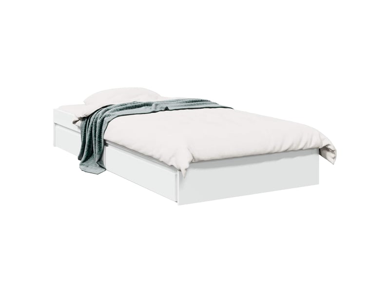  Lit simple- lit adulte -  cadre de lit avec rangement blanc 80 x 200 cm bois d'ingénierie  - Conforama A