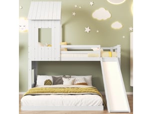 Lit superposé 140x200 cm <strong>MERAX</strong>  <strong>lit enfant blanc</strong> coloris blanc