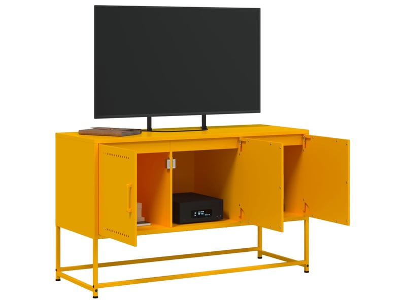  Meuble tv - banc tv - meuble de rangement jaune moutarde 100,5x39x60,5 cm acier  - Conforama E