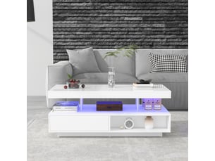Table basse rectangulaire coloris blanc <strong></strong> <strong></strong> - 50 cmx95 cm