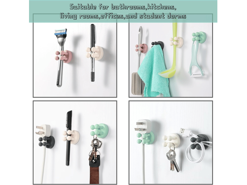 Lot de 6 porte-brosses à dents en silicone, crochet multifonction, convient pour salle de bain, cuisine et salon (vert) - Conforama C
