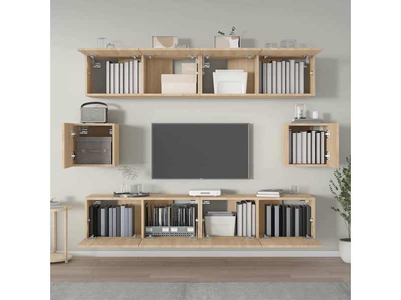  Ensemble de meubles tv - banc tv - meuble de rangement 6 pcs chêne sonoma bois d'ingénierie  - Conforama C