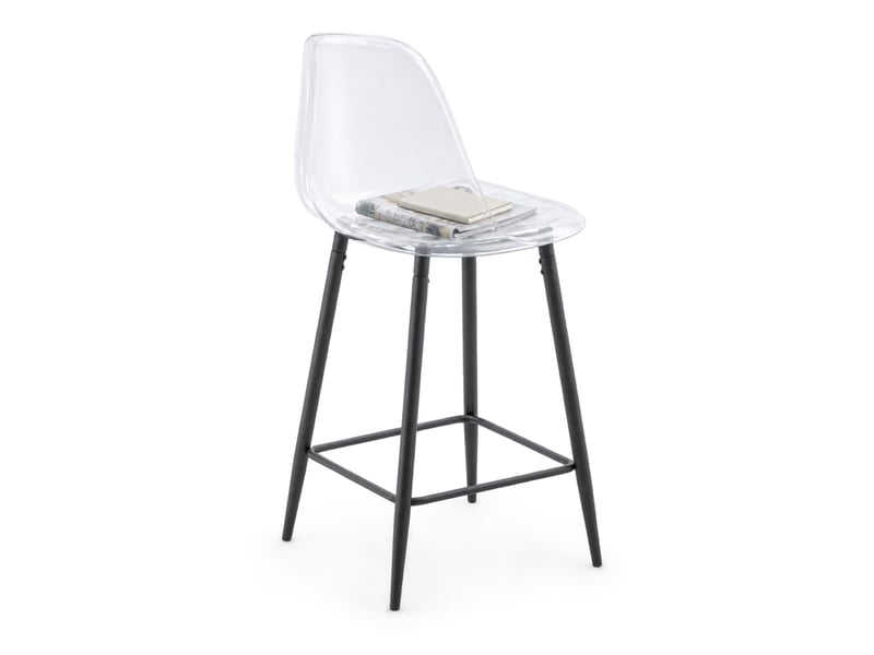  Tabourets de bar lot de 2 avec repose-pieds - lpospi - assise transparente, plastique noir 66.5×48.0×37.0 cm  - Conforama A