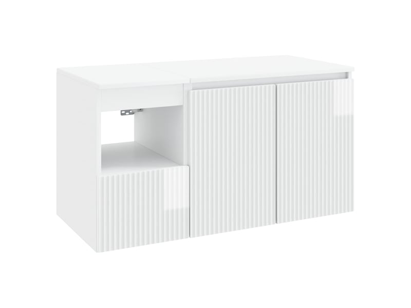 Ensemble de mobilier de salle de bain 2 pc blanc brillant cf64008 - Conforama A