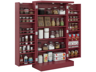 Meuble de cuisine à 2 portes, 5 étagères et 12 compartiments à épices – 60 x 30 x 104 cm – rouge