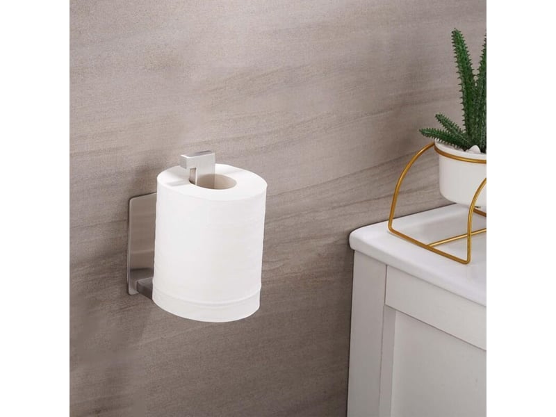 Porte-rouleau de papier toilette sans perçage - autocollant - en acier inoxydable - pour cuisine et salle de bain - Conforama D