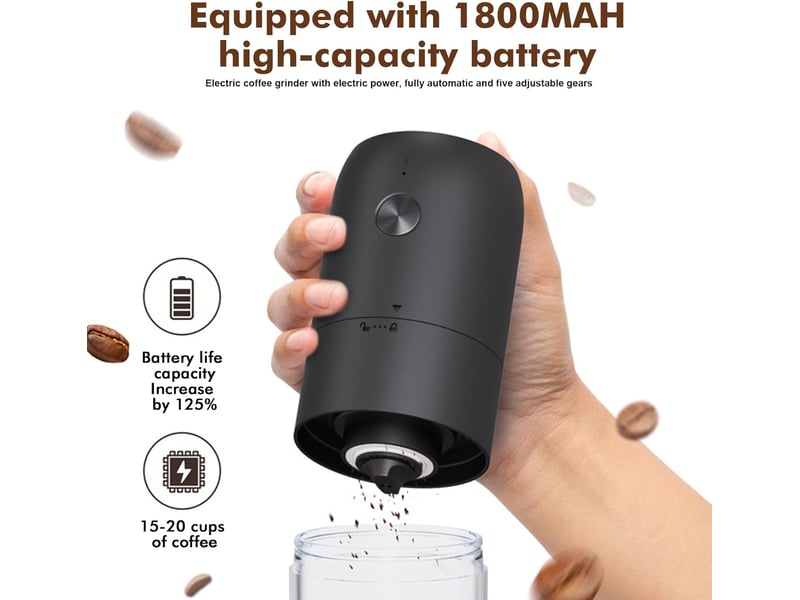  Moulin à café électrique - moulin à café électrique rechargeable avec 5 niveaux de mouture réglables - moulin à épices pour lame en acier inoxydable  - Conforama D