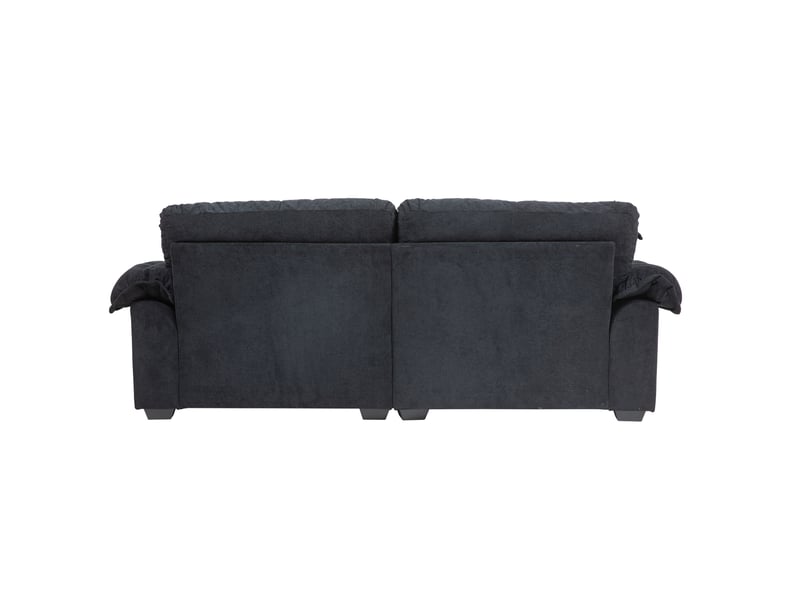  Canapé 214x89x93 cm, assise profonde et double coussin, structure en bois, chenille noire, pour petit espace  - Conforama D