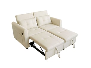 Canapé droit convertible <strong>MODENVIE</strong> <strong></strong> 2 places Coton / Lin beige