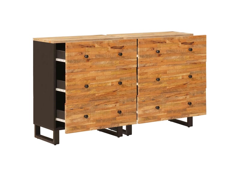  Lot de 2 buffet, meuble de rangement salon 60 x 33 x 75 cm bois de mangue massif marron  - Conforama A
