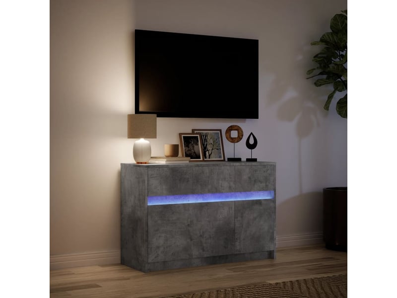 Meuble tv - banc tv - meuble de rangement avec led gris béton 91x34x61 cm bois d'ingénierie - Conforama E