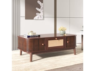 Table basse rectangulaire coloris naturel <strong>MERAX</strong> <strong>table basse naturel</strong> - 55 cmx110 cm
