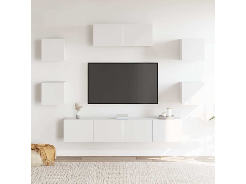  Ensemble de meubles tv 7 pcs blanc bois d'ingénierie shl53124  - Conforama C
