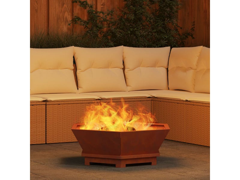  Brasero exterieur, foyer camping rouillé 75x75x28 cm  - Conforama D