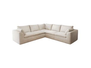 Canapé d'angle compressé panoramique fixe MODFU 5 places Tissu Beige blanc