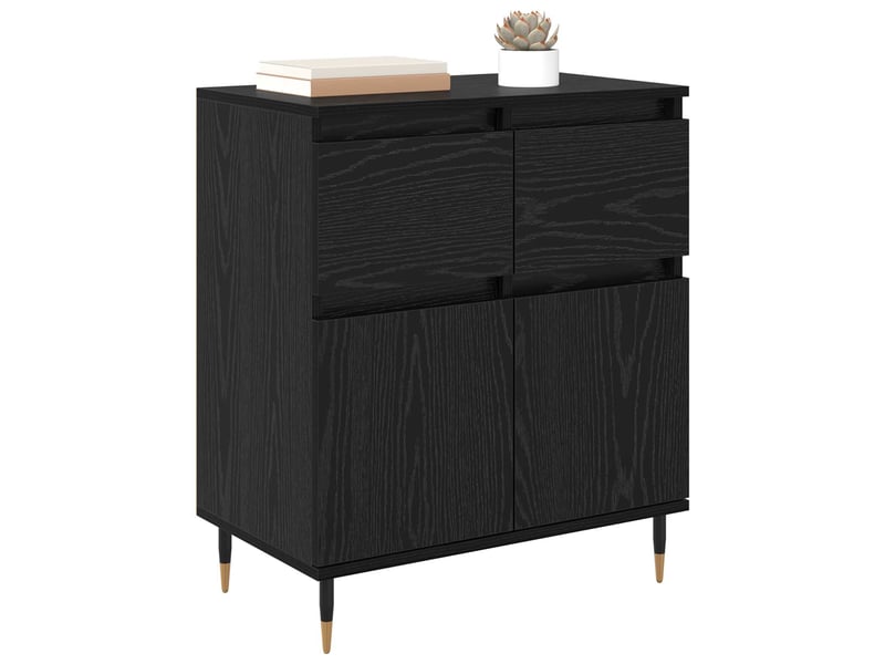  Buffet - bahut - meuble de rangement chêne noir 60 x 35 x 70 cm bois d'ingénierie et fer  - Conforama C