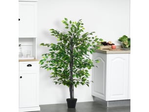 Arbre artificiel plante artificielle ficus h.1,45 m tronc branches liane lichen feuilles réalisme grand pot inclus