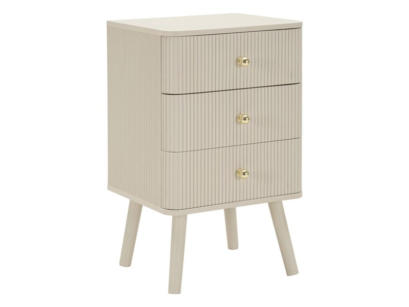  Table de chevet 3 tiroirs shy en bois blanc et détails or  - Conforama A