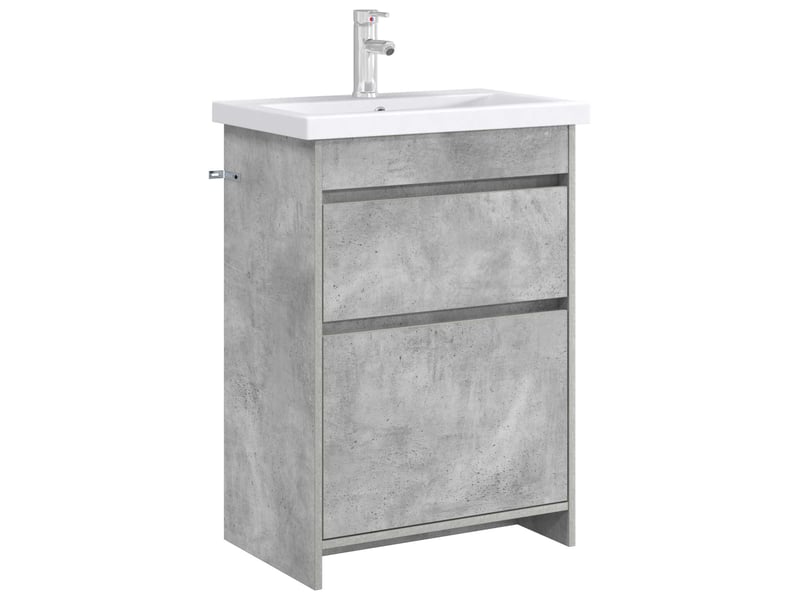  Meuble sous lavabo de salle de bain, commode gris béton shl5739  - Conforama C