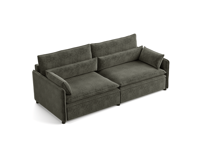  Canapé convertible 3 places 206 cm, 3-en-1 avec couchage double et rangement, dossier réglable, chenille, gris foncé OMNIGLINT TRADING LTD - Conforama A
