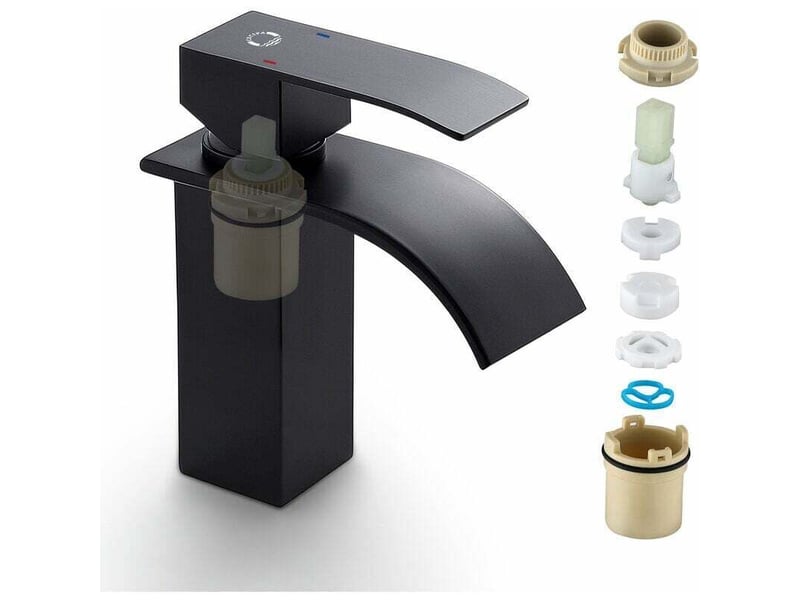  Noir robinet de lavabo en cascade mitigeur en laiton pour salle de bain design moderne  - Conforama C