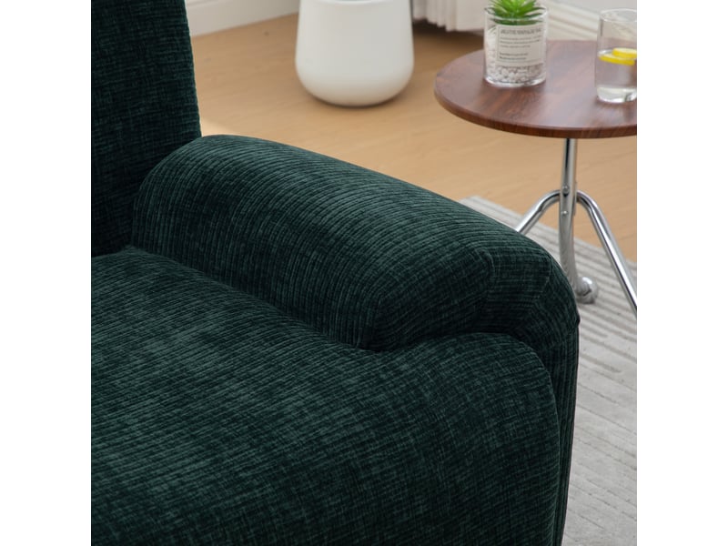  Fauteuil chenille vert avec repose-pieds, canapé individuel rembourré pour salon et petit espace  - Conforama D