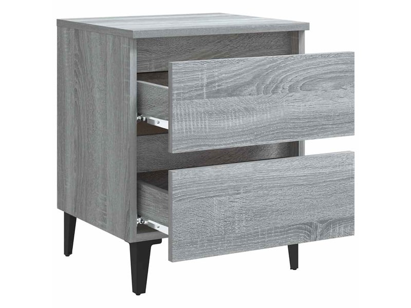  Lot de 2 tables de chevet - cabinet de chevet - table de nuit pieds en métal sonoma gris 40x35x50 cm  - Conforama E
