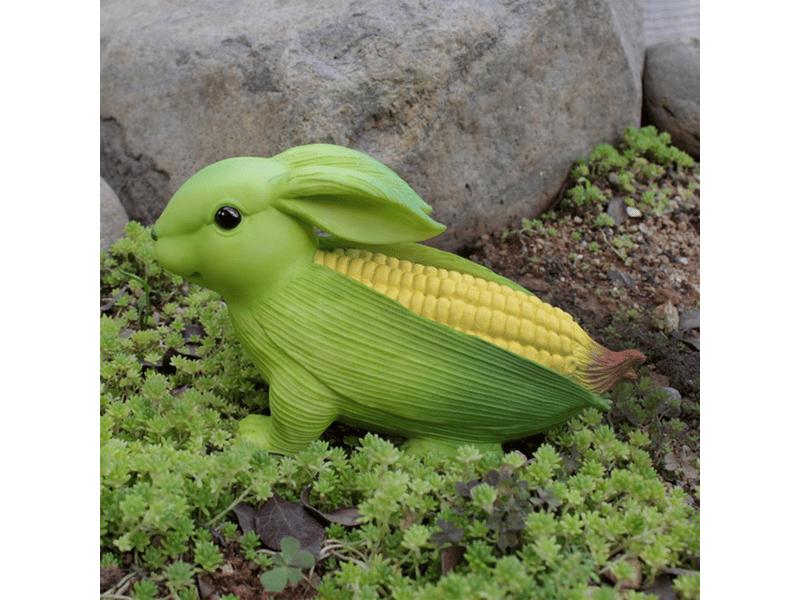  Statue de lapin mignon pour jardin, adorables figurines de lapin de maïs en résine pour décoration de jardin, terrasse, pelouse  - Conforama D