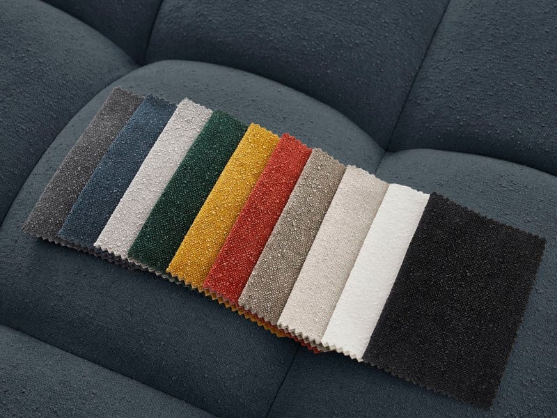 Bobochic canapé droit convertible coffre everest tissu texturé avec pouf bleu foncé EVEREST - Conforama C