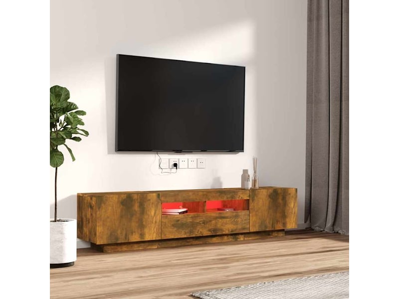Ensemble de meubles tv avec lumières led 2 pcs chêne fumé shl55261 - Conforama C