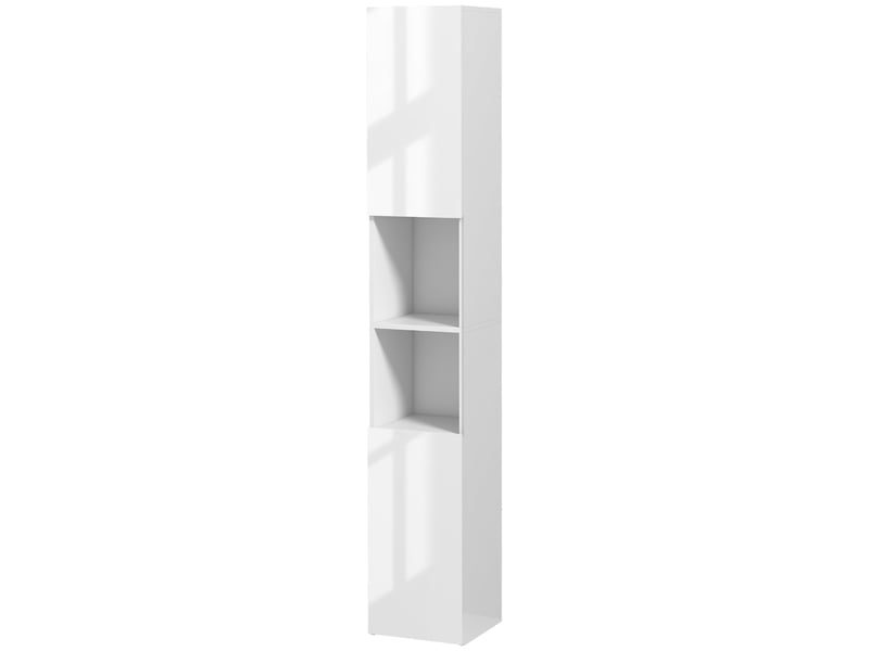  Armoire de salle de bain haute et étroite avec portes et étagères réglables, 30 x 30 x 81,5 cm, blanc brillant  - Conforama B