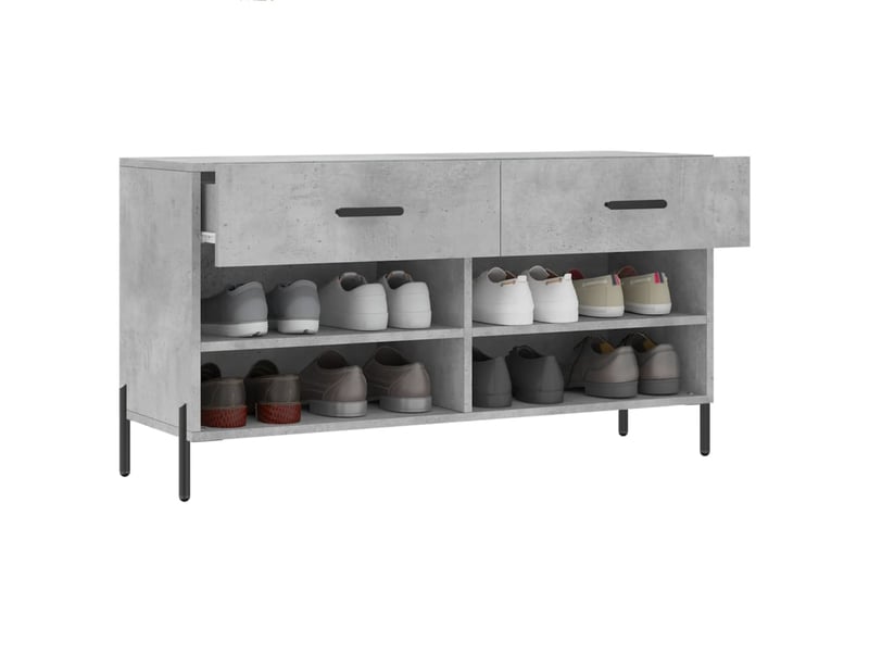  Banc à chaussures, meuble à chaussures gris béton 102x35x55 cm bois d'ingénierie shl3199  - Conforama D