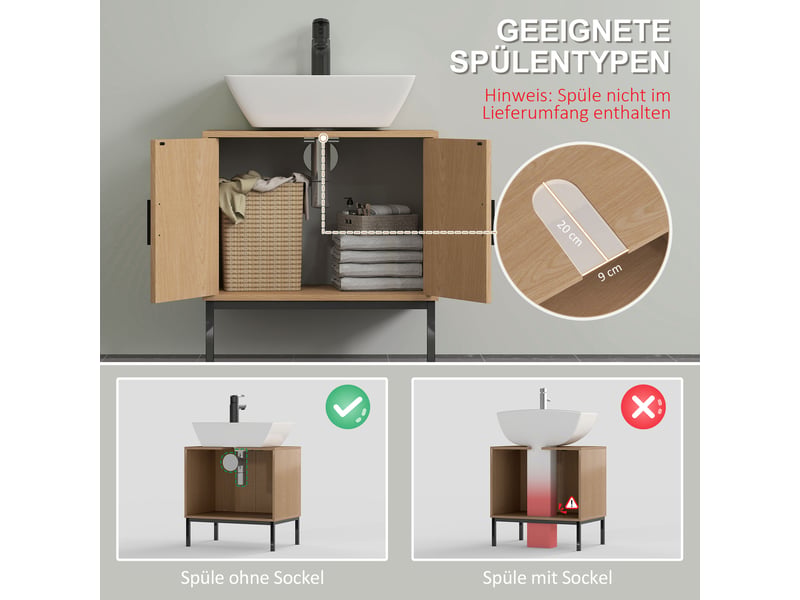  Meuble sous-vasque avec éléments en rotin coloris chêne 60x39x60 cm  - Conforama D