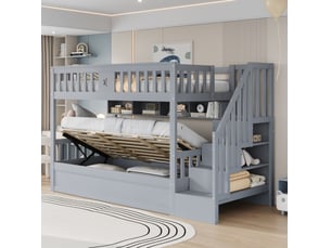 Lit avec rangement 90x200 cm MEUBLIV   coloris gris