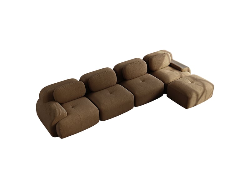 Canapé d'angle, canapé modulable, 4 places, marron, livré monté, sans structure, pour salon, home cinéma, bureau - Conforama B