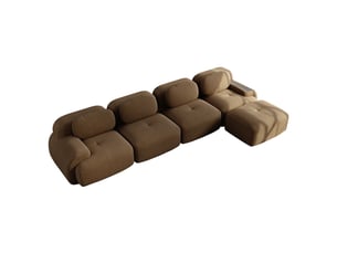 Canapé d'angle, canapé modulable, 4 places, marron, livré monté, sans structure, pour salon, home cinéma, bureau