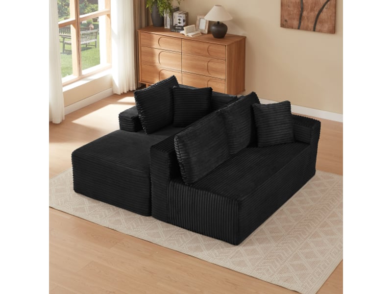 Canapé modulaire 3 places - avec configuration flexible et coussins amovibles - pour salon ou bureau - en tissu - noir - Conforama B