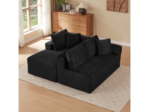 Canapé d'angle gauche fixe <strong>OKMYHOME</strong> <strong></strong> 4 places Tissu noir