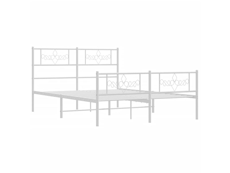 Lit double- lit adulte - cadre de lit métal sans matelas et pied de lit blanc 120x190 cm - Conforama B