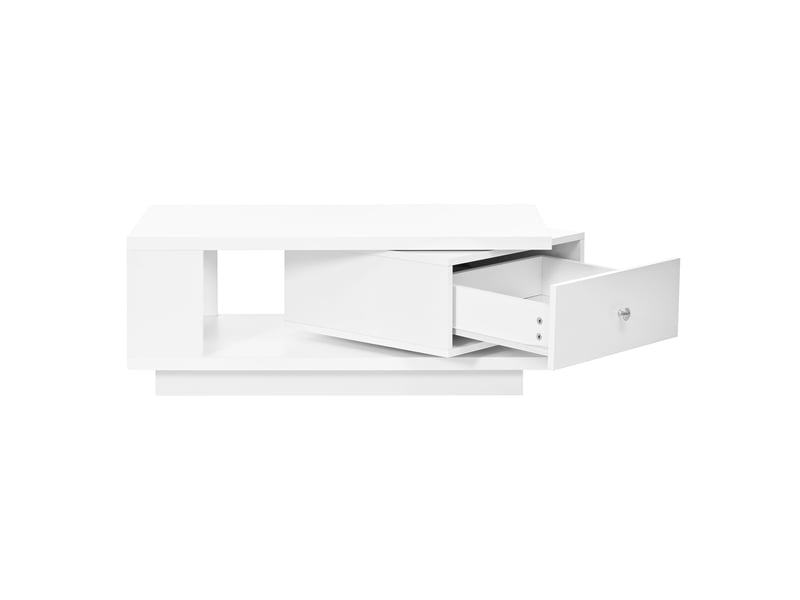  Table basse,90x48x35 cm,avec tiroir pivotant,mdf,blanc brillant  - Conforama E