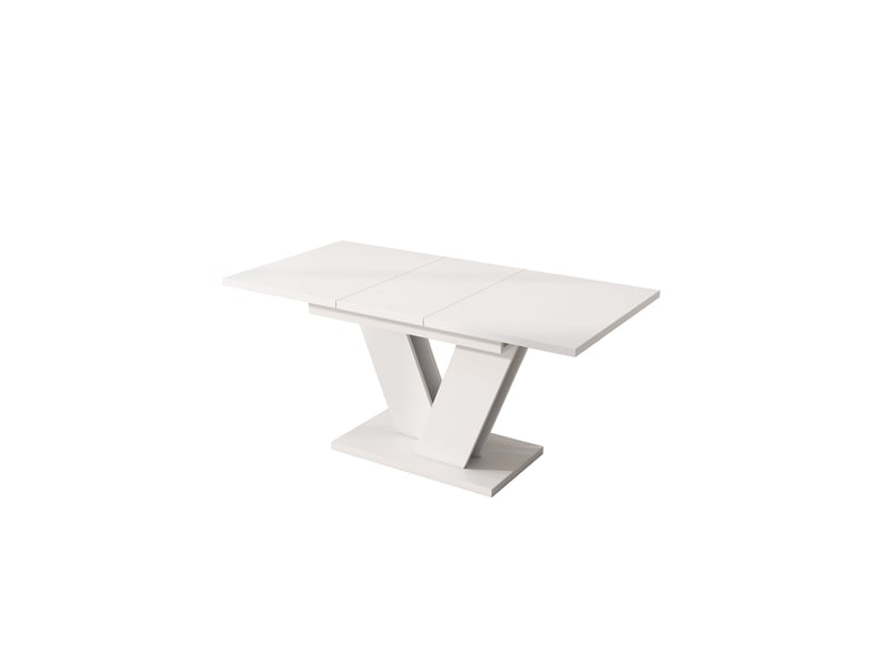  Table à manger extensible rectangulaire 120 à 160 cm pour 4-6 personnes en mdf blanc  - Conforama R