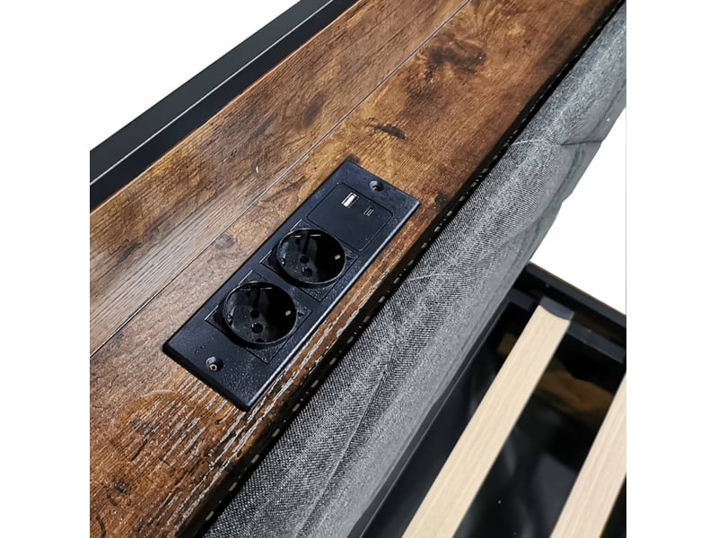 Lit baldaquin 90x190 cm, lit modulable, tiroirs sur roulettes, éclairage led, dossier doux, mdf, noir, sans matelas - Conforama D