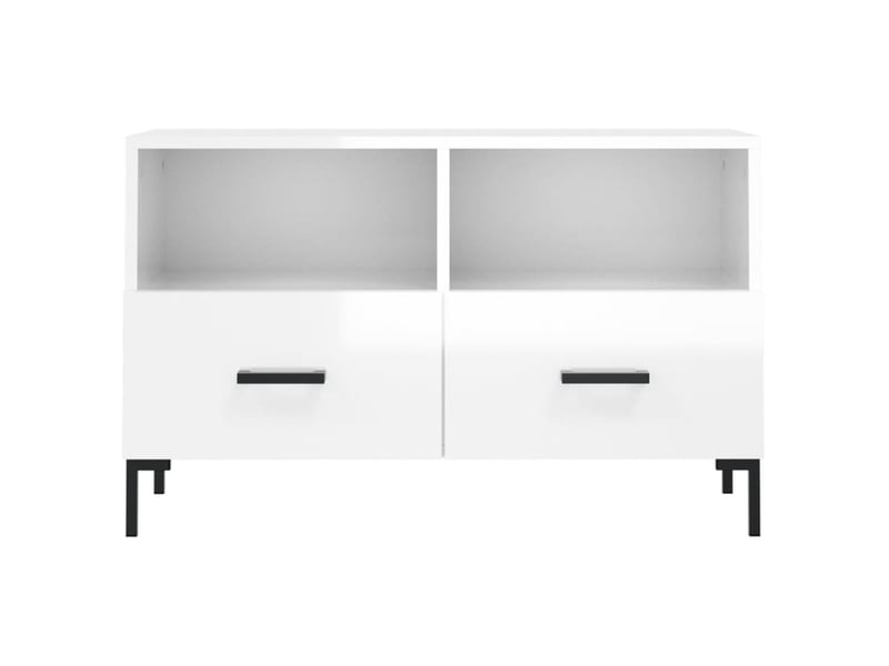  Meuble tv - banc tv - meuble de rangement blanc brillant 80x36x50 cm bois d'ingénierie  - Conforama E